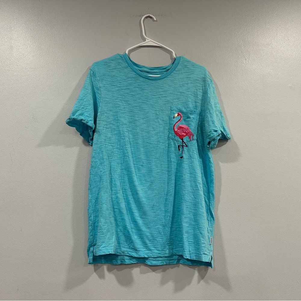 Express Men's Blue Flamingo Short Sleeve Shirt Medium M
